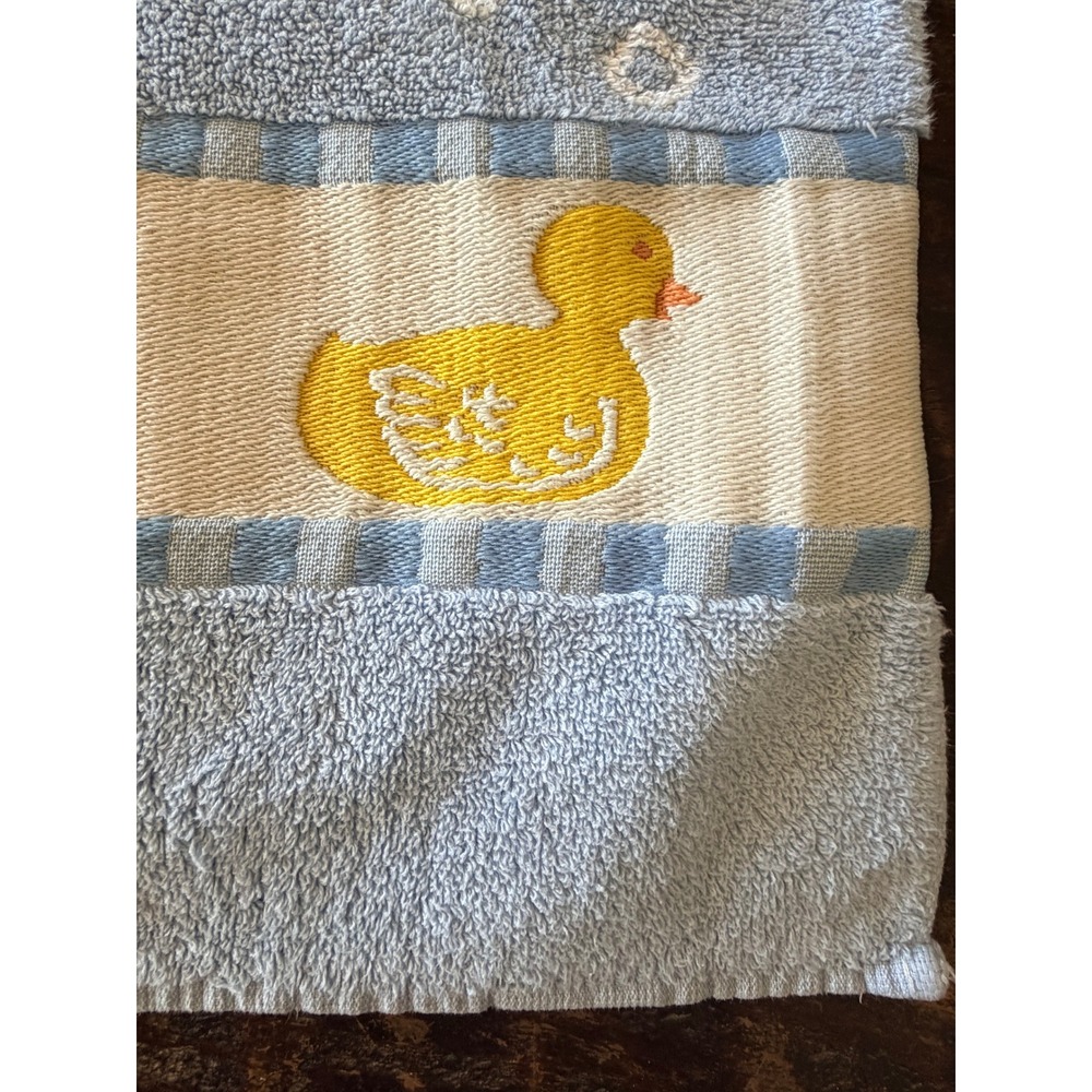 HomeTrends Kids Bath Towel 27x46 Blue Good Rubber Ducky Embroidered Nursery Core